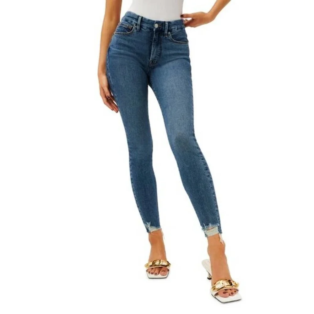 Good American Good Legs Chewed Hem Skinny Jeans  Size 4 NWT_3